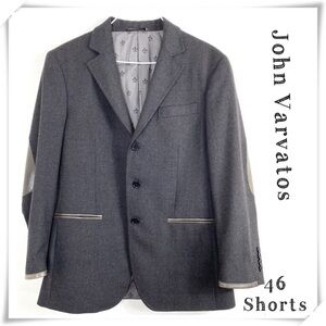 JOHN Varvatos Wool Tweed Leather Trim Blazer Jacket in Charcoal Gray